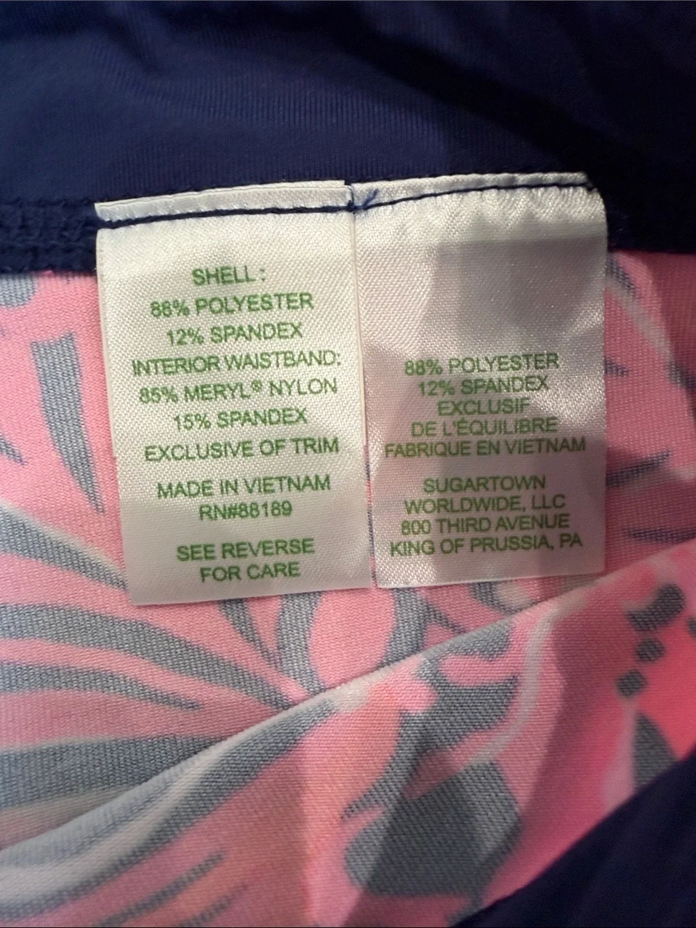 Lilly Pulitzer Luxletic Pink & Navy Floral Stretch Leggings